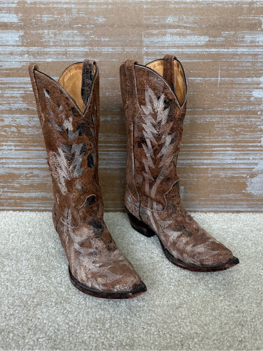 Johnny Ringo Distressed Leather Cowboy Boots Western Rodeo NFR Womens 8